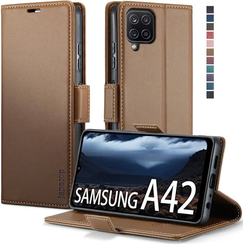 Miniatura 12 de Funda para Samsung Galaxy A42 5G con bloqueo RFID, tarjetero y función atril magnético, funda de piel con tapa para Samsung Galaxy A42 5G de 6.6