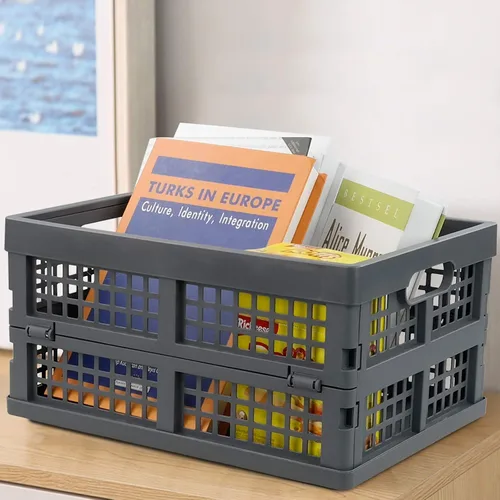Miniatura 5 de 3 paquetes de cajas plegables de plástico, contenedor plegable, cajas plegables de 15 L