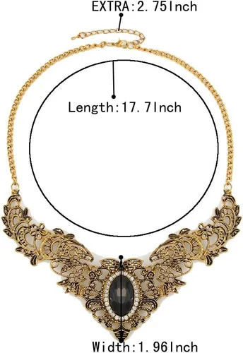 Miniatura 4 de BriLove Collar con diseño floral de cristal de inspiración vintage para mujer