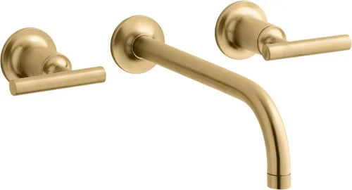 KOHLER Purist - Grifo para fregadero de baño de montaje en pared con 9 pulgadas, boquilla de ángulo de 90 grados y manijas de palanca, requiere
