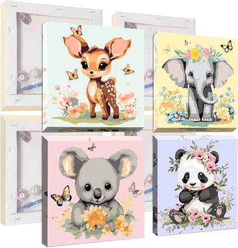 Miniatura 8 de UMOART Pintura enmarcada por números para niños, paquete de 4 pinturas por números para niños de 4 a 8 a 12 años, kits de pintura por números