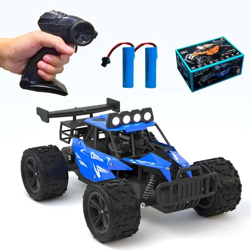Miniatura 5 de Coche de control remoto Monster Truck Juguetes a escala 1:16 RC Car para niños 2.4GHz de alta velocidad 12.4 mi/h con faros LED, autos RC Negro
