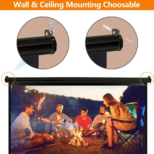 Miniatura 8 de Pantalla de Proyector Universal, Pantalla de Proyector Manual Portátil HD de 72 Pulgadas con Tirador, Pantalla Panorámica Retráctil de Montaje