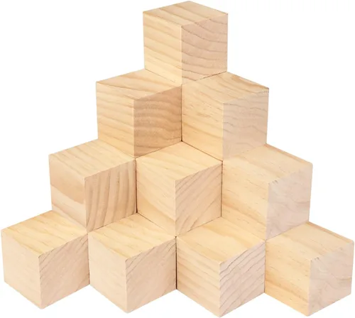 20 paquetes de bloques de madera para manualidades, bloques de madera de pino de 2.36 pulgadas, bloques de madera de 6 x 6 x 6 cm para pintar,