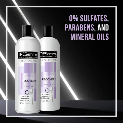 Miniatura 7 de TRESemmé Champú Pro Pure para recuperación de daños en el cabello dañado, sin sulfato, parabenos ni tintes, 16 onzas líquidas (paquete de 4)