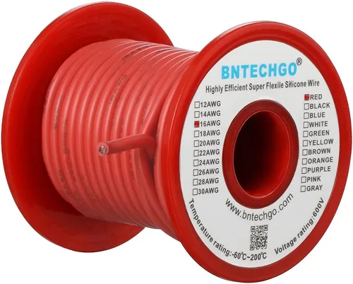 Miniatura 39 de BNTECHGO Carrete de alambre de silicona de calibre 16, rojo de 25 pies y negro, 25 pies, 2 cables separados, alambre de cobre estañado flexible