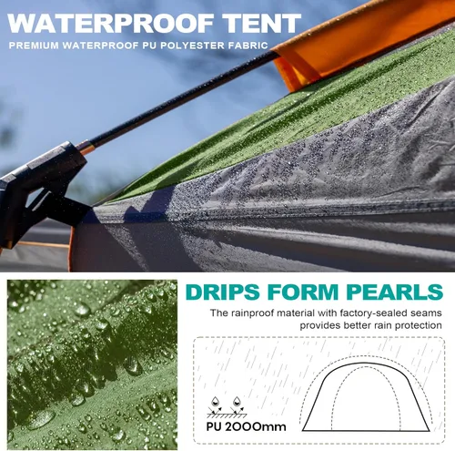 Miniatura 5 de uniHimal SUV Tent for Camping,Waterproof PU2000mm, Fits 5-8 People,Spacious Double Layer Design, Includes Rainfly & Storage Bag, 8FT L x 8FT W x