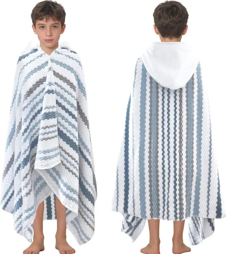 Miniatura 19 de Toallas de baño con capucha para niños (3-10 años), toallas de piscina gruesas de algodón turco suaves y absorbentes, con capucha para niños rosa