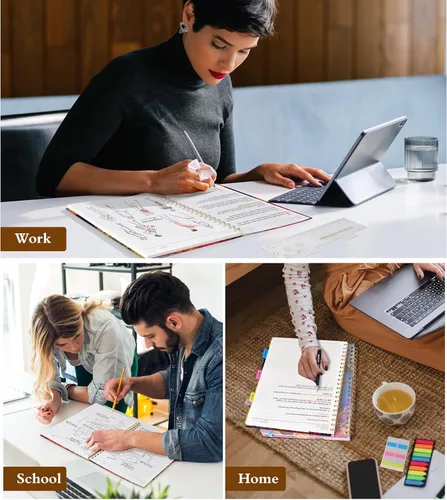 Miniatura 7 de Lined Spiral Notebook Journal 8.5” x 11”, A4 Large Notebooks for Women Men, College Ruled Journal, 100 GSM Paper, Plastic Hardcover Spiral Bound