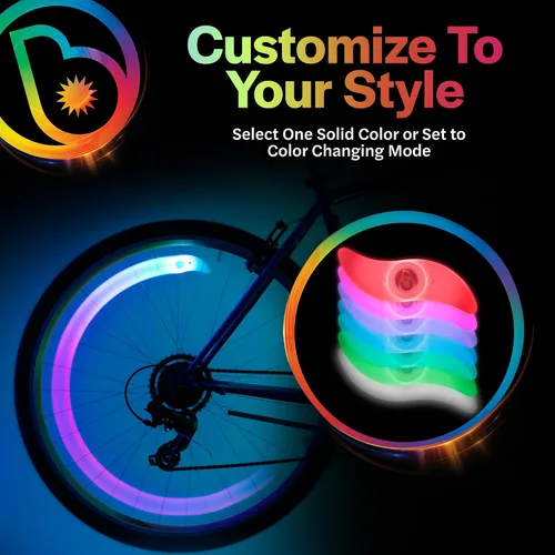 Miniatura 2 de Brightz SpokeBrightz Luces LED para Rueda de Bicicleta, Pack de 2 - Modos de Cambio de Color y Selección de Color - Ilumina tus Radios - Transforma