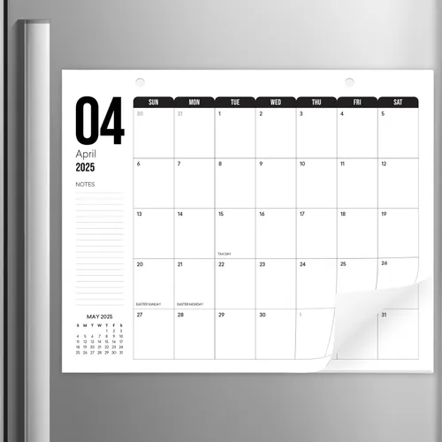 Miniatura 10 de Calendario magnético vertical en blanco y negro para refrigerador 2026-2027, 13.5 x 11 pulgadas, calendario minimalista de 18 meses para nevera