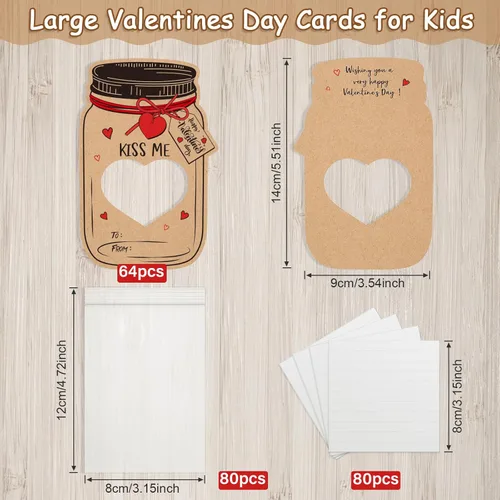Miniatura 2 de Paquete de 40 tarjetas de San Valentín para niños, tarros de tarjetas de San Valentín para niños, regalos únicos de San Valentín para niños y niñas