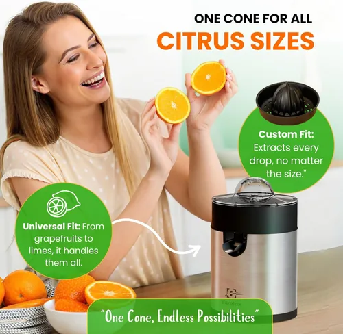 Miniatura 9 de Eurolux Exprimidor eléctrico de naranja, elegante exprimidor de jugo de cítricos sin esfuerzo para limón, lima, pomelo Motor potente, fácil