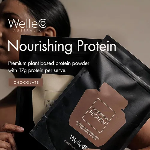 Miniatura 2 de WelleCo Proteína de chocolate en polvo a base de plantas, mezcla de arroz integral orgánico y guisantes, 0.56 oz de proteína por porción, suplemento