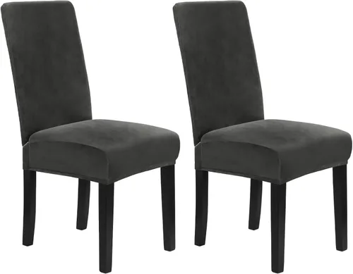 Miniatura 32 de MOSAYT Juego de 2 fundas elásticas de terciopelo para sillas de comedor, fundas suaves con tela extraíble gruesa para sillas Parsons, protectores