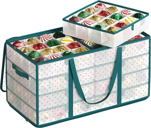 Miniatura 3 de SONGMICS Cajas grandes de almacenamiento para adornos navideños, bolas de 3 pulgadas, 8 bandejas, 128 ranuras, contenedor de almacenamiento navideño
