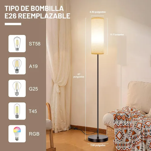 Miniatura 8 de FRIDEKO HOME Paquete de 2 lámparas de pie para sala de estar, colores regulables, temperatura y brillo, lámpara de pie moderna con control remoto