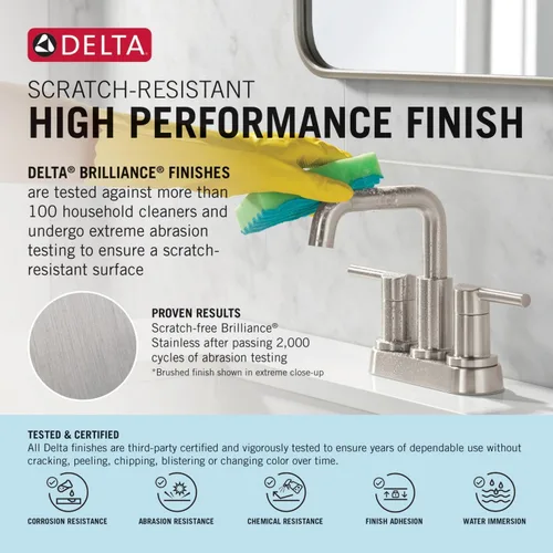 Miniatura 5 de Delta Arvo Grifo de Baño de Oro Cepillado de 1 Agujero con Rociador, Grifo de Lavabo de Baño de Un Solo Agujero con Rociador Extraíble para Tocador