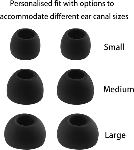 Miniatura 7 de Puntas de silicona de repuesto para JBL Endurance Peak 3 / Peak II/Peak/Run 2 Wired/Race TWS, 6 pares (S/M/L, negro)
