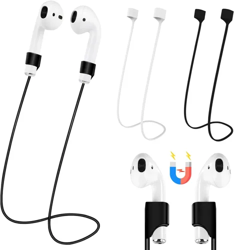 Correas magnéticas antipérdida para AirPods, 2 piezas, accesorios para AirPods, cordón deportivo de silicona suave, cordón magnético ultra fuerte,