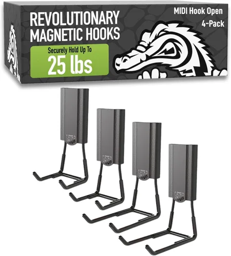 Miniatura 12 de GATOR MAGNETICS MIDI Ganchos cerrados de 2.5 pulgadas, ganchos magnéticos resistentes de 25 libras para superficies de acero, patentados de fácil