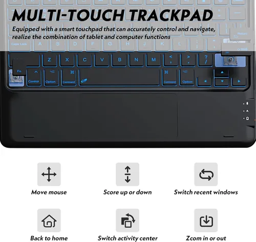 Miniatura 4 de Funda de teclado retroiluminada con panel táctil para Honor Pad 8 de 12 pulgadas 2022 (HEY-W09), funda inteligente liviana y delgada con soporte