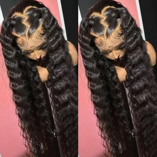 Miniatura 2 de Pelucas para mujeres negras, pelucas de encaje frontal de 13x6 Water Wave, pelucas sintéticas HD con encaje frontal, línea capilar natural