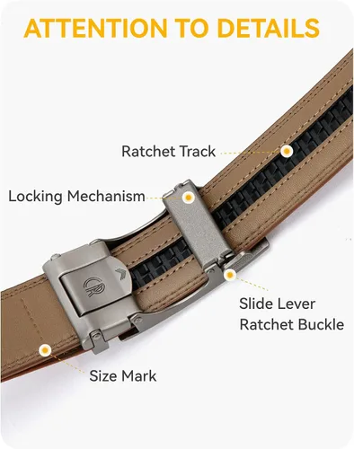 Miniatura 3 de CHAOREN Cinturón para hombre de cuero con trinquete - Ajuste personalizable, estilo sin esfuerzo (35 mm)