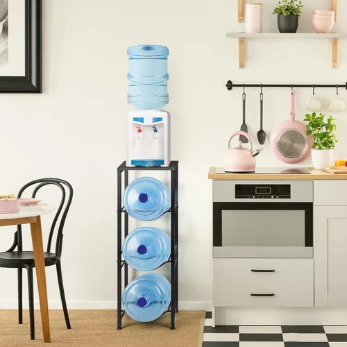 Miniatura 6 de OYEAL Organizador para botellas de agua de 5 galones con estantes, soporte dispensador de botellas de agua de 3 niveles para cocina, sala de estar