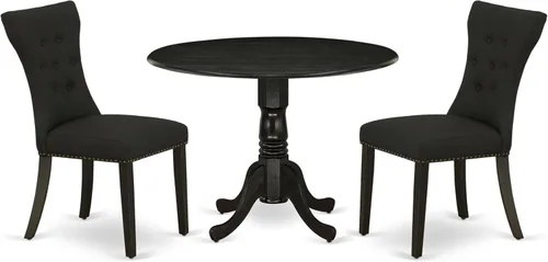 Miniatura 14 de East West Furniture DLGA3-AWA-03 - Juego de mesa de comedor de 3 piezas que contiene una mesa de cocina redonda con gotas y 2 sillas Parson, 42 x 42