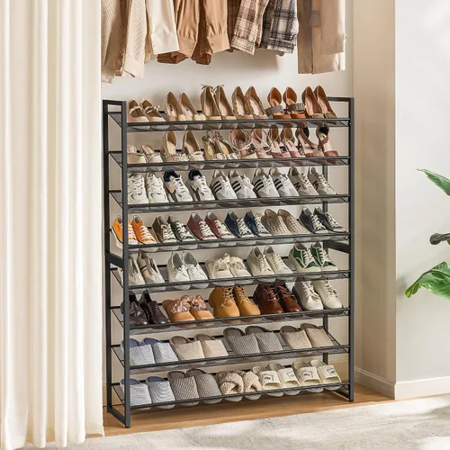 Miniatura 2 de Nunsino Zapatero, organizador de zapatos de metal grande, capacidad máxima para 50 pares, estante de almacenamiento de zapatos de 8 niveles