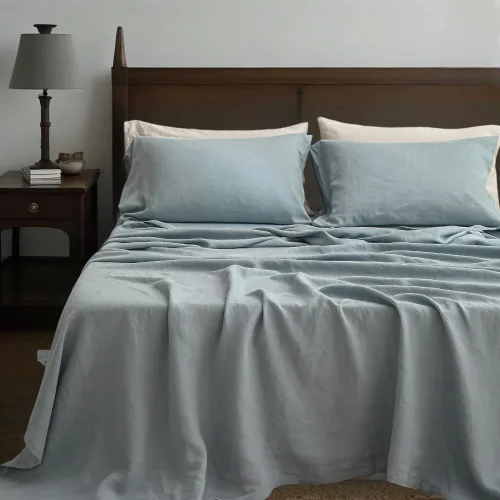 Simple&Opulence Juego de sábanas de 100 % lino tamaño California King, 4 piezas de sábanas de cama de lino francés natural, juego de ropa de cama