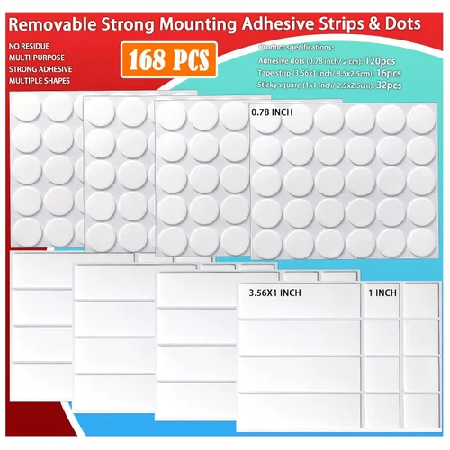 Miniatura 3 de Urdar Brunnr Cinta de doble cara para colgar pósteres, decoraciones, adhesivo fuerte extraíble para montaje, tiras con puntos para globos, foto