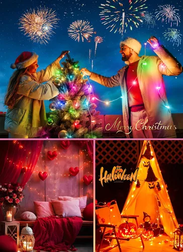 Miniatura 7 de Minetom Color Changing String Lights,22 Colors 100 LED 33FT Outdoor Indoor Waterproof with Remote, Twinkle Christmas Lights, Plug in Fairy Lights