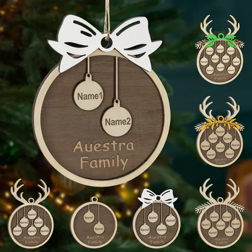 Miniatura 56 de Adornos de Navidad personalizados, familia de 1 nombre, adornos de Navidad de madera personalizados, decoración personalizada, decoración de árbol