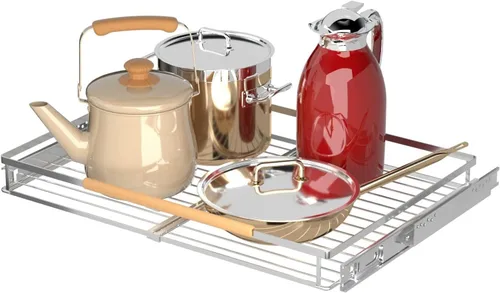 Miniatura 10 de Cajón extraíble grande y extensible, organizador de gabinete de canasta deslizante resistente para cocina, debajo del fregadero, baño, armario, 17 a
