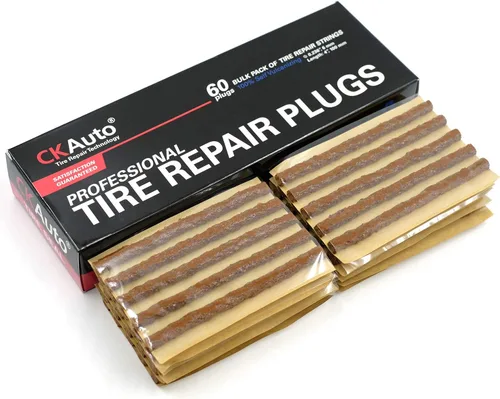 CKAuto 60 cuerdas de reparación de neumáticos marrones de 4 pulgadas, tapones de reparación de neumáticos para neumáticos todoterreno sin cámara
