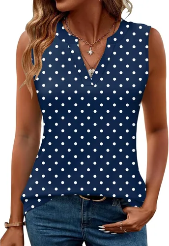 Miniatura 13 de Romanstii Camisas sin mangas para mujer, estilo casual, de verano, cuello en V, blusas elegantes, túnica