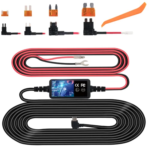 Miniatura 8 de Kit de cable duro para cámara de salpicadero, kit de cable duro micro USB para cámara de salpicadero, Plozoe de 12 V-24 V a 5 V, cable