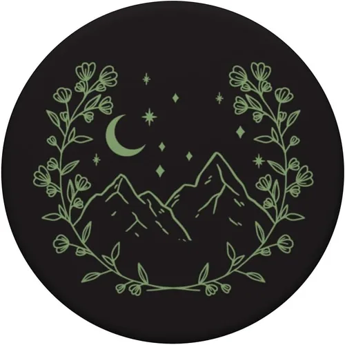 Miniatura 3 de Verde salvia - PopSockets de montaña con diseño floral bohemio y luna, PopGrip intercambiable