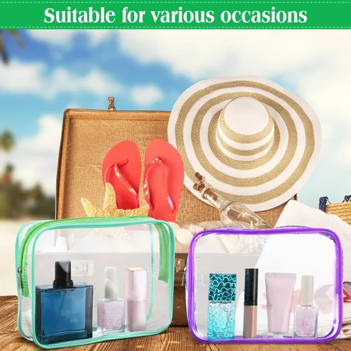 Miniatura 5 de Bolsas de maquillaje transparentes a granel, bolsa de aseo de viaje de 7 x 5.5 x 1.6 pulgadas, bolsa de PVC con cremallera, estuche de plástico