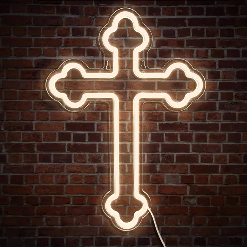 Letreros de neón con cruz de Jesús, luces de pared de neón cruzadas, lámpara de arte colgante para el hogar, habitación, boda, fiesta, decoración de