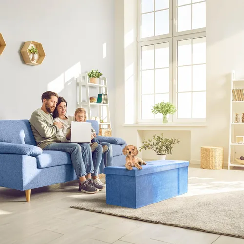 Miniatura 4 de Sorbus – Banco otomano plegable, De Almacenamiento Con Tapa – perfecto para juguetes y zapatos, Otomano, asiento, reposapiés, color contemporáneo