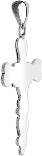 Miniatura 3 de Collar grande de plata de ley de 2 14 pulgadas con cruz pectoral con desplazamiento en S para mujeres y hombres, hecho a mano con o sin cadena