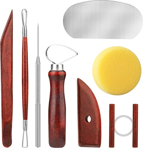 Miniatura 11 de Herramientas de arcilla para esculpir, kit de herramientas de tallado de polímero de doble cara, juego de herramientas de cerámica de madera