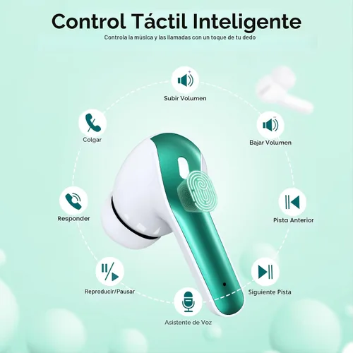 Miniatura 4 de TAGRY Auriculares Bluetooth Verdaderamente Inalámbricos Auriculares 60H Reproducción Pantalla LED de Energía Audífonos con Estuche de Carga Verde
