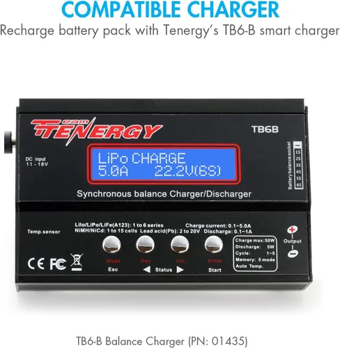Miniatura 5 de Tenergy Batería recargable de 6V 1600mAh lado a lado, batería de receptor NiMH con conector Hitec para camiones RC, coches RC y RC Hobby Electronics