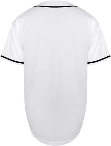 Miniatura 3 de Jersey de béisbol hipster liso en blanco con botones y uniformes deportivos para hombres y mujeres
