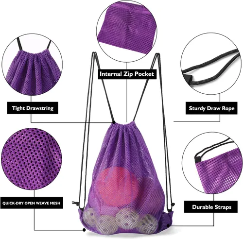 Miniatura 97 de GSE Games & Sports Expert Bolsa de malla con cordón para béisbol, pelotas de pickleball, pelotas de golf, gimnasio, equipo de natación, lavandería