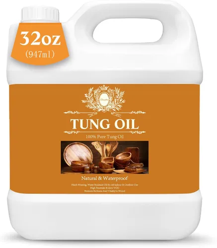 Aceite de Tung de 32 OZ para Madera Apto para Alimentos, 100% Puro Aceite de Tung para Madera al Aire Libre, Sellador de Madera de Grado